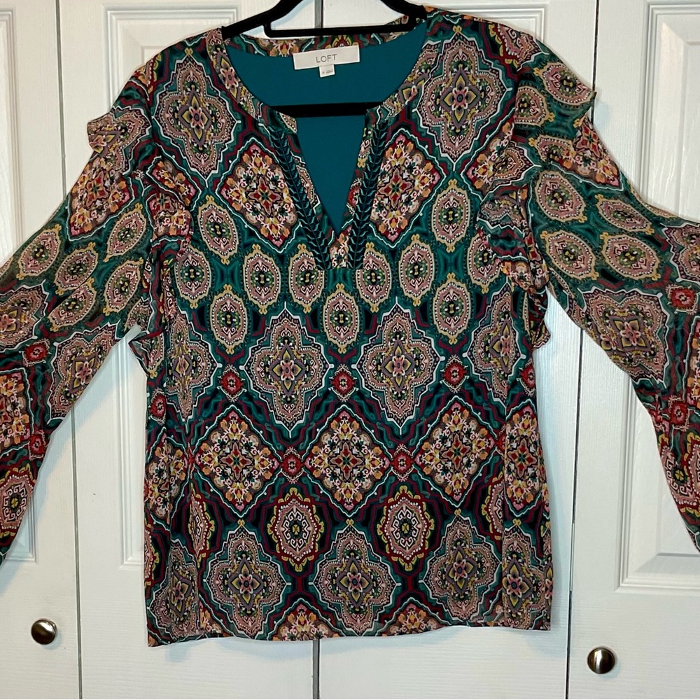 LOFT Multicolor Patterned Women's Top
